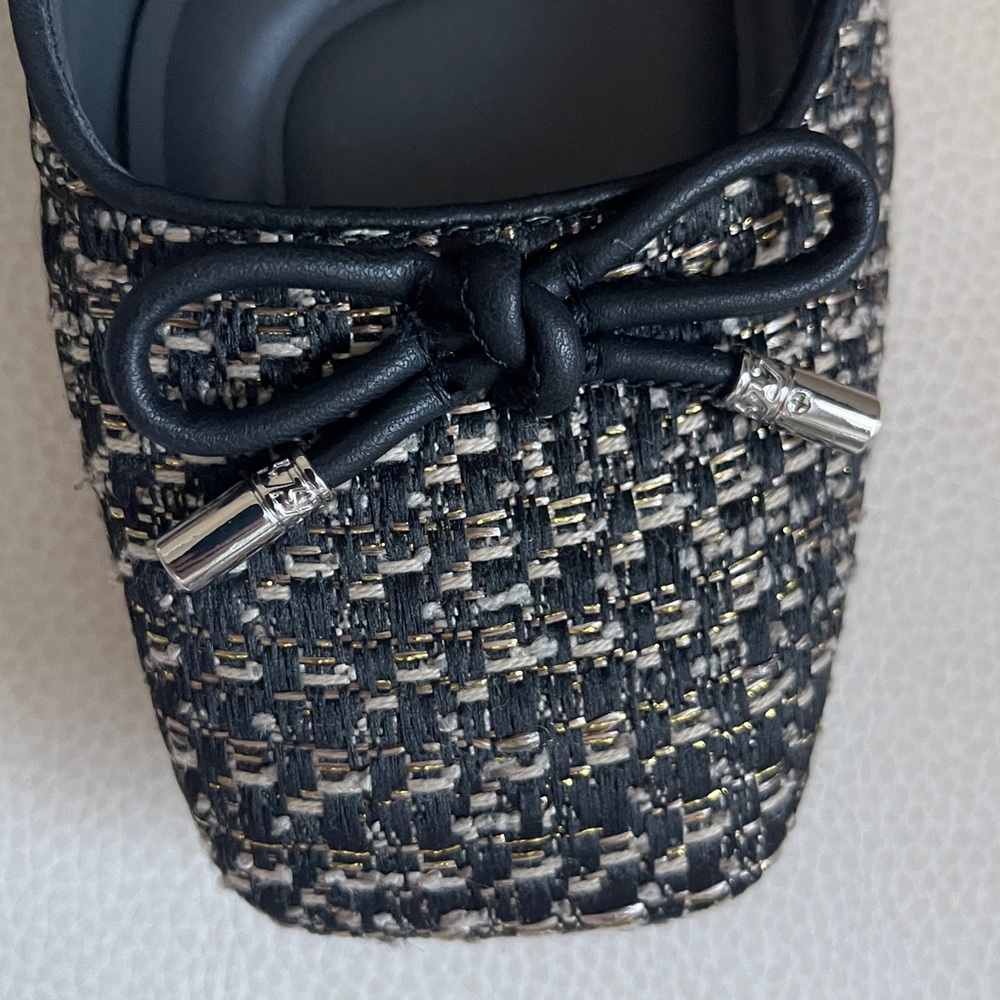 Franco Sarto Natalia Pump Black and Gold Tweed Shoes - Picture 8 of 11